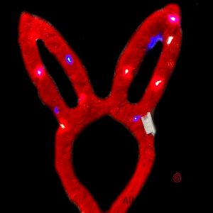 VINCHA OREJAS DE CONEJO LUMINOSA PELUCHE COLOR ROJO X 12